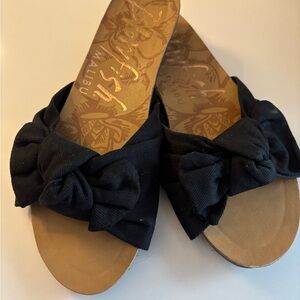 Women's Black Bow Slide Sandals
